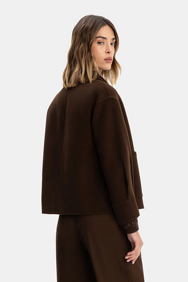 DARK BROWN WOOL REEFER JACKET 2
