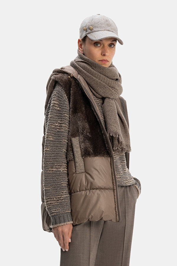BROWN HOODIE VEST