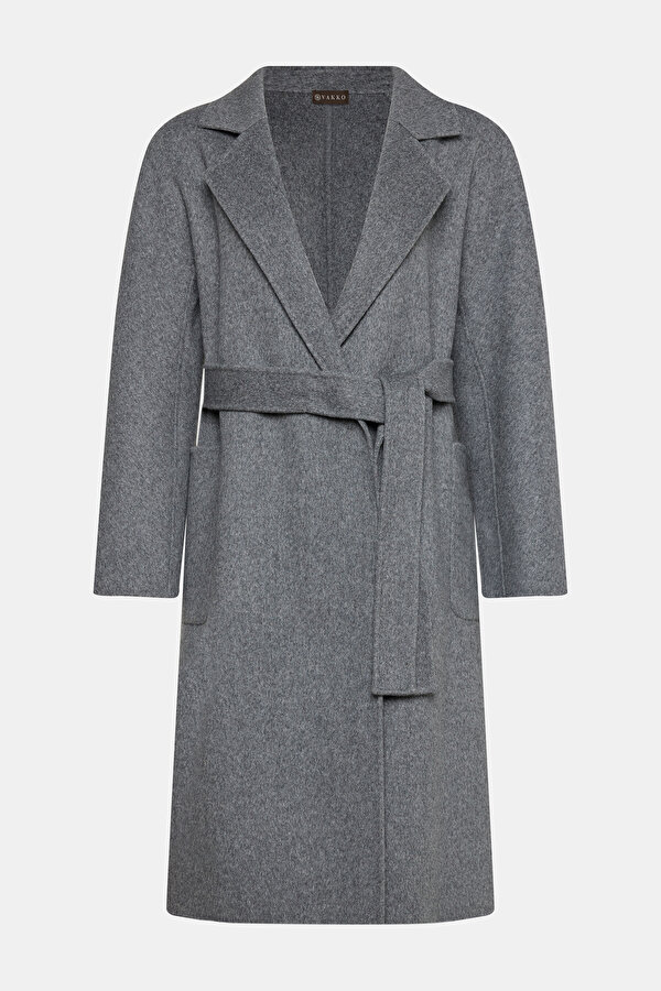 GREY DOUBLEFACE WOOL OVERCOAT