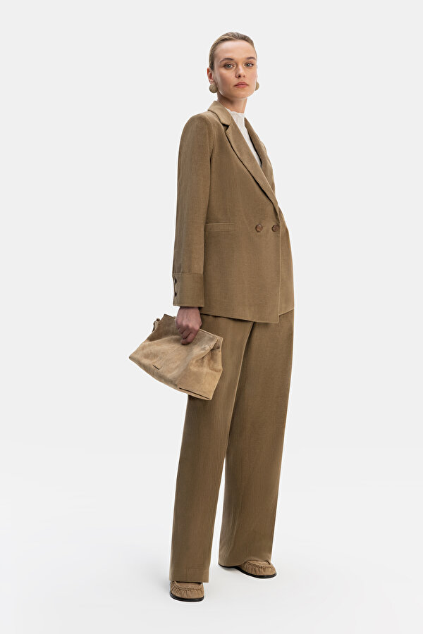 CAMEL CORDED SKINNY LEG TROUSERS