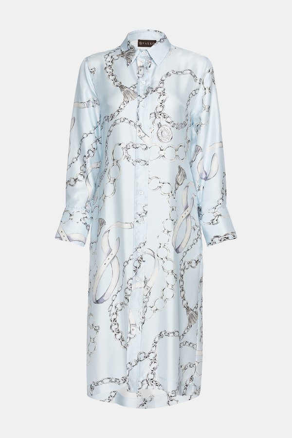 Vakko Women Ice Blue Long Sleeve Dress