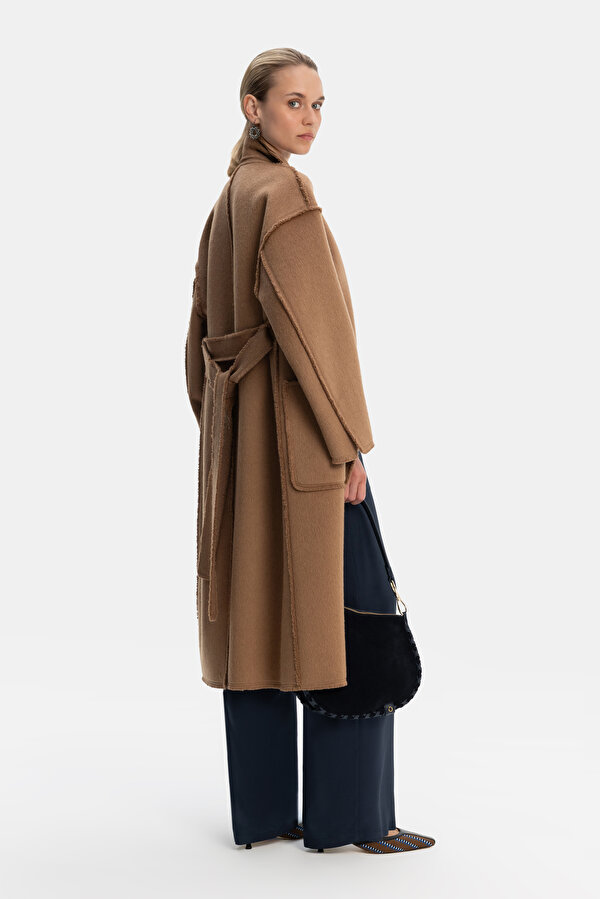 CAMEL TEXTURED WOOL/CASHMERE OVERCOAT 7