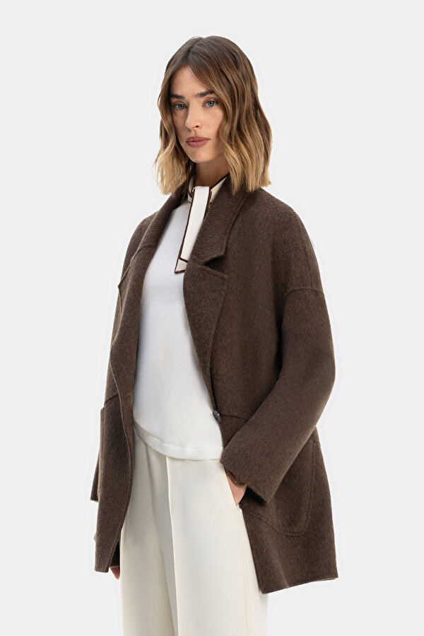 BROWN WOOL/CASHMERE OVERCOAT