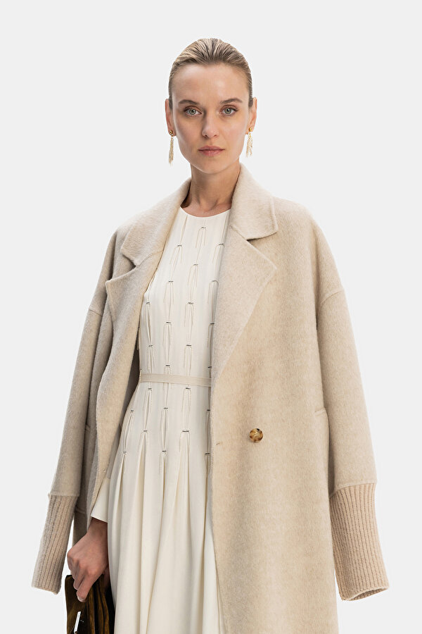 BEIGE WOOL/CASHMERE REEFER JACKET
