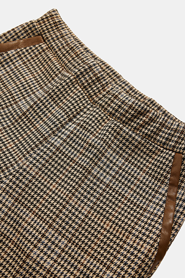 BROWN PIED DE POULE STRAIGHT CUT TROUSERS 6