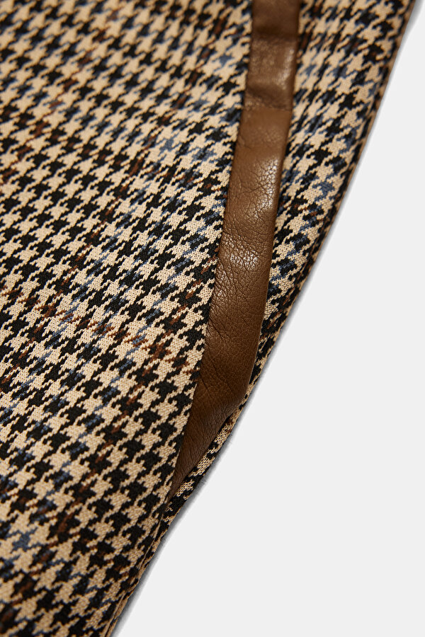 BROWN PIED DE POULE STRAIGHT CUT TROUSERS 7