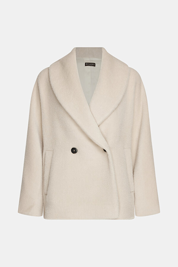 BEIGE ALPACA WOOL REEFER JACKET