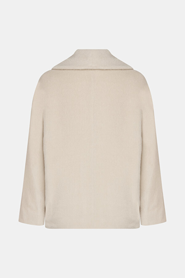 BEIGE ALPACA WOOL REEFER JACKET 2