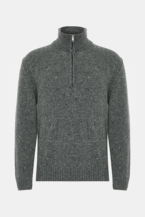 GREY LAPEL COLLAR TRICOT