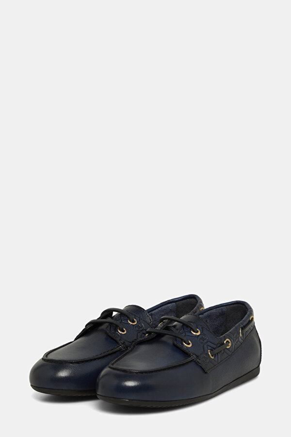 NAVY BLUE MONOGRAM LEATHER SHOE 2