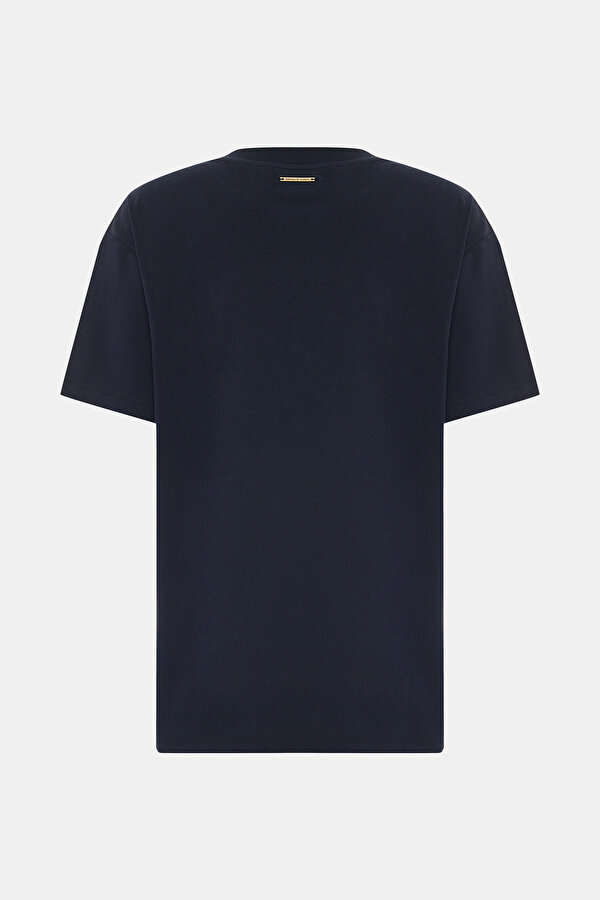 LACİVERT BİSİKLET YAKA DESENLİ T-SHIRT 2