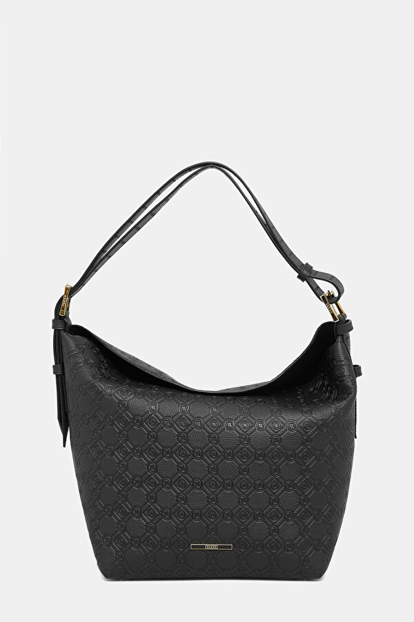 BLACK MONOGRAM LEATHER BAG