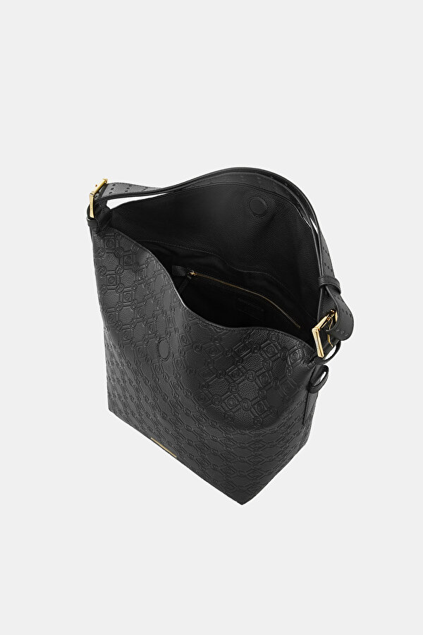 BLACK MONOGRAM LEATHER BAG 6