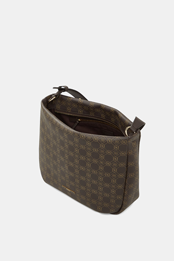 BEIGE MONOGRAM LEATHER BAG 6