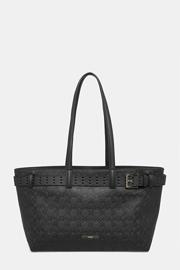 BLACK MONOGRAM LEATHER BAG