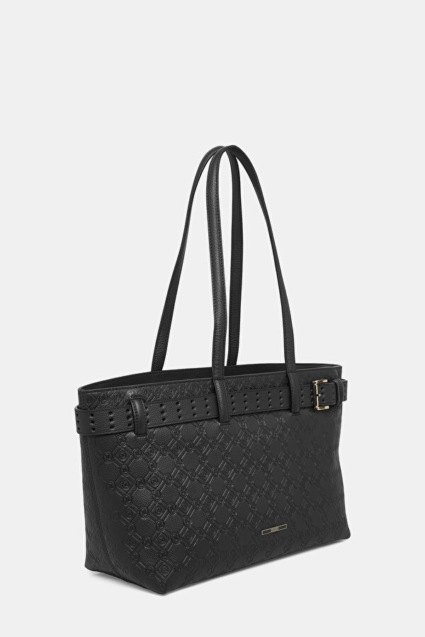 BLACK MONOGRAM LEATHER BAG 2