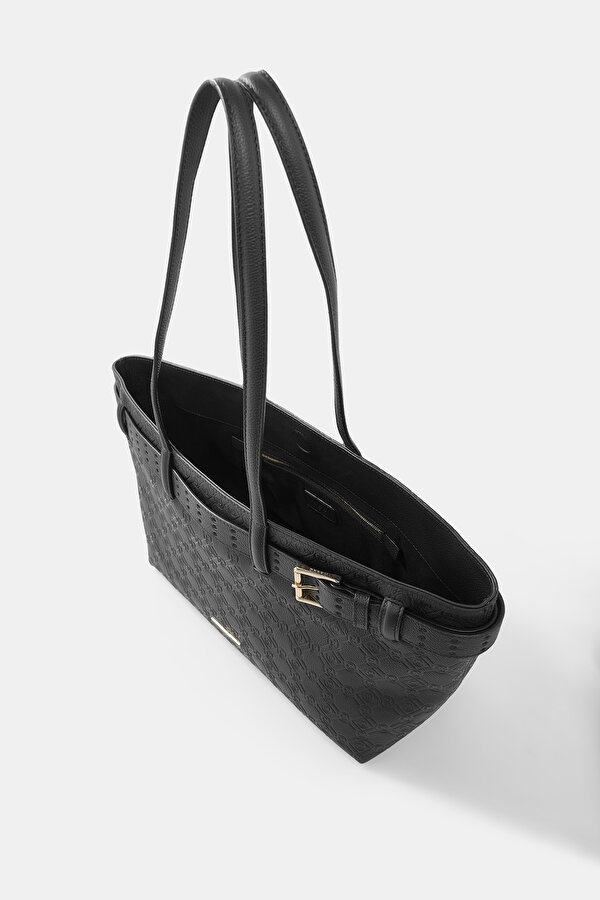 BLACK MONOGRAM LEATHER BAG 6