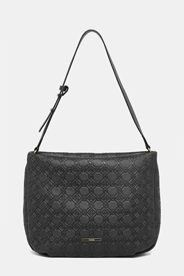 BLACK MONOGRAM LEATHER BAG