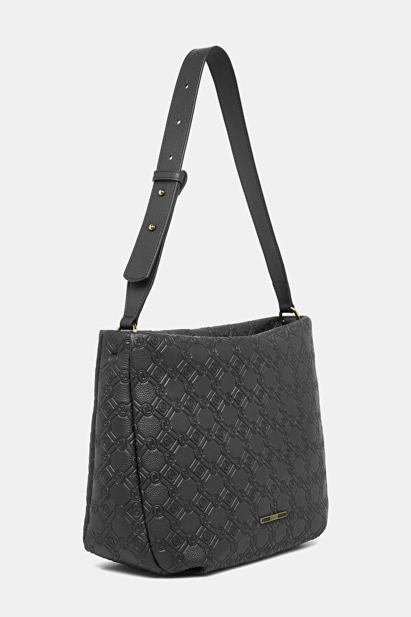 BLACK MONOGRAM LEATHER BAG 2
