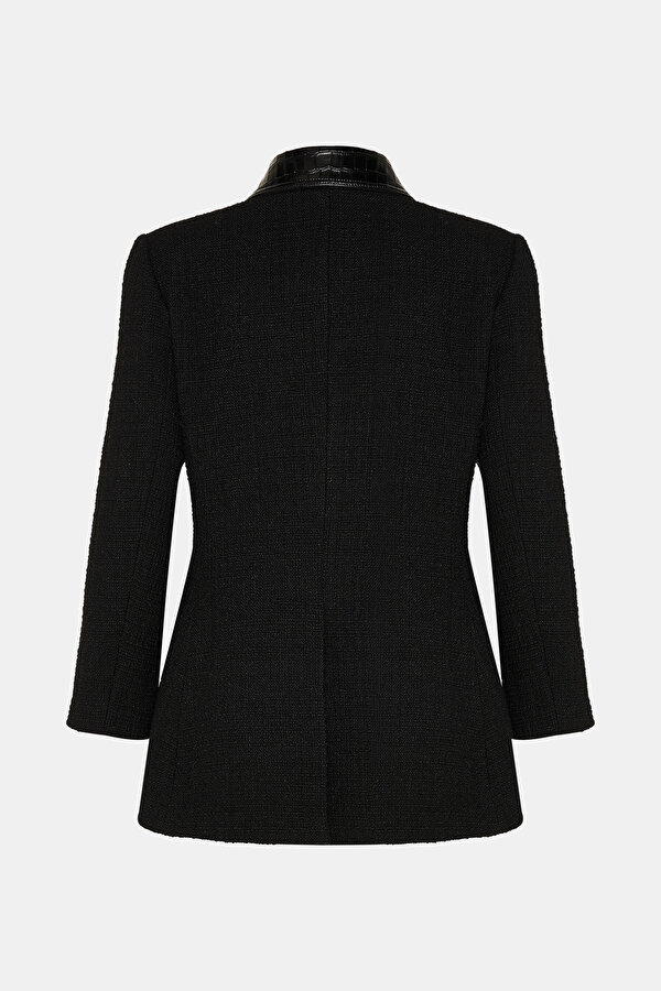BLACK SURPLICE NECKLINE (CROSS-OVER NECKLINE) JACKET 2