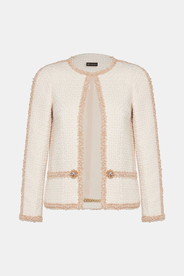 BEIGE BASIC / ROUND NECKLINE JACKET