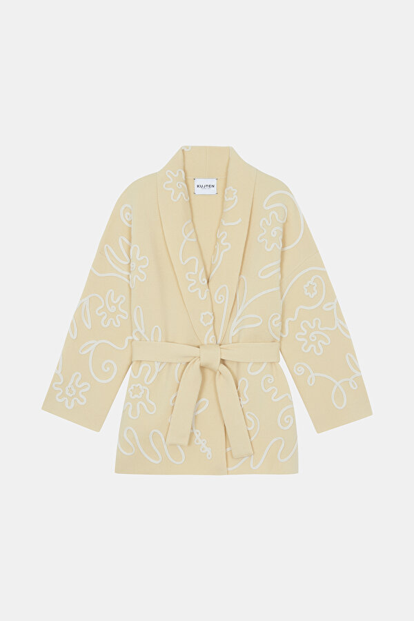 WHITE DESIGN FILLED CARDIGAN
