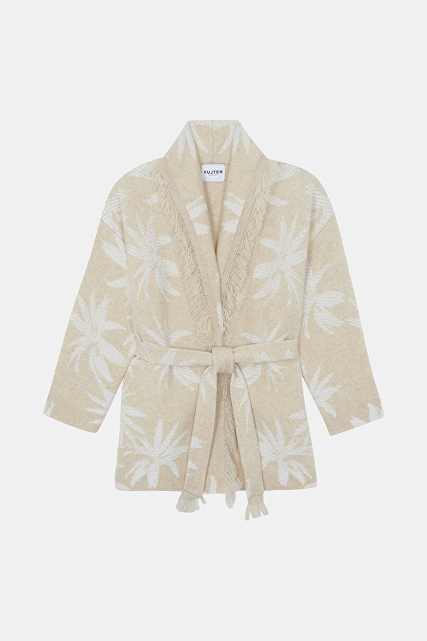 WHITE DESIGN FILLED CARDIGAN
