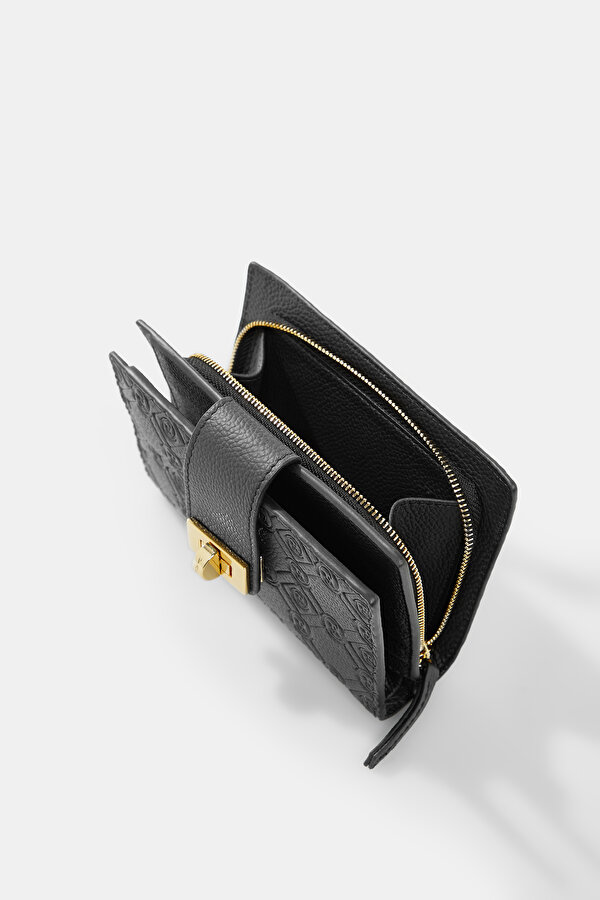 BLACK MONOGRAM LEATHER WALLET 6