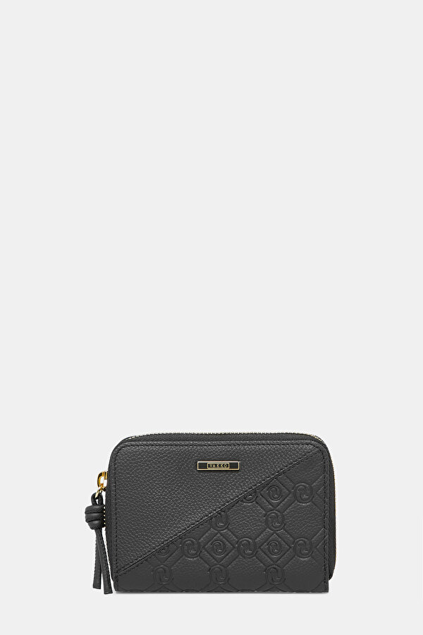 BLACK MONOGRAM LEATHER WALLET