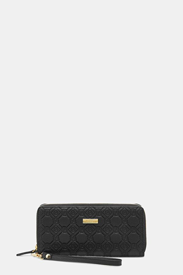 BLACK MONOGRAM LEATHER WALLET