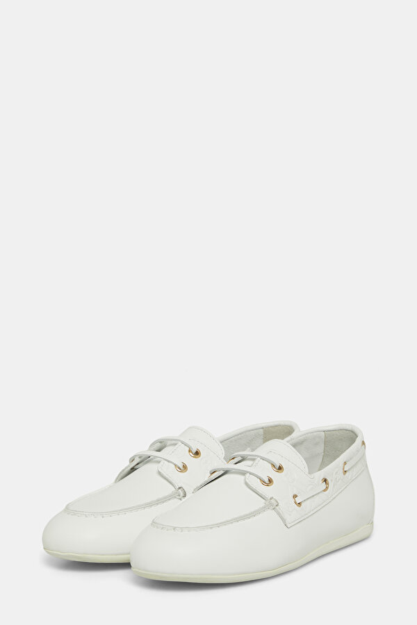 WHITE MONOGRAM LEATHER SHOE 2