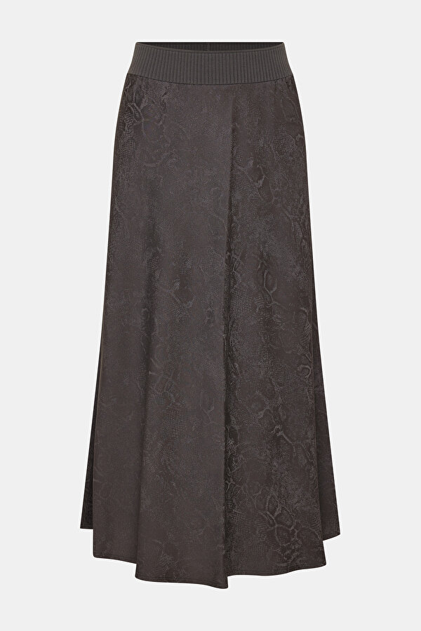 GREY JACQUARD VISCOSE/ACETATE SKIRT