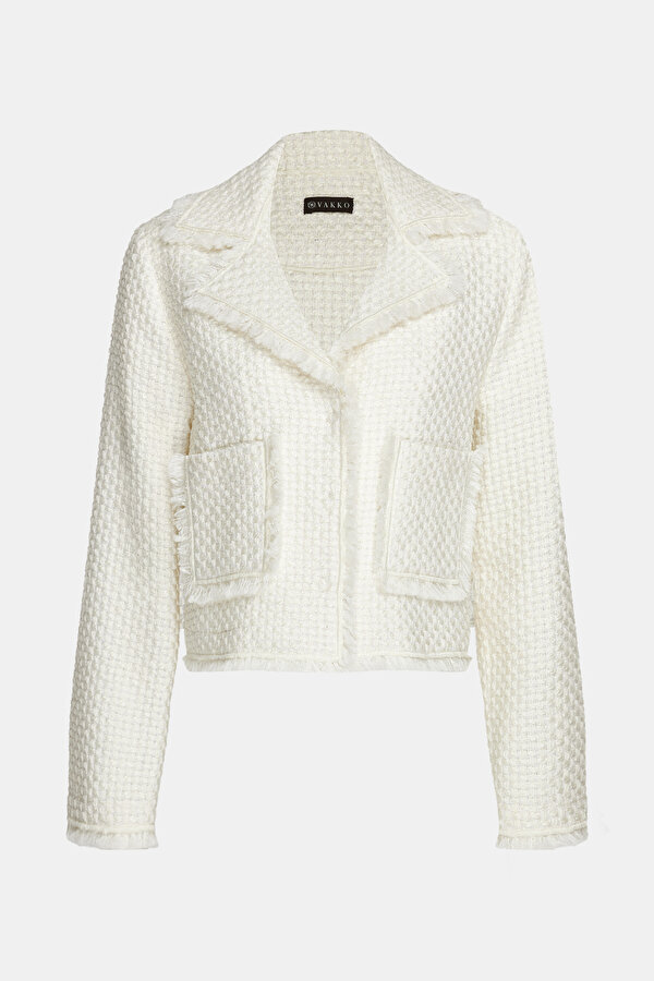 ECRU SURPLICE NECKLINE (CROSS-OVER NECKLINE) JACKET