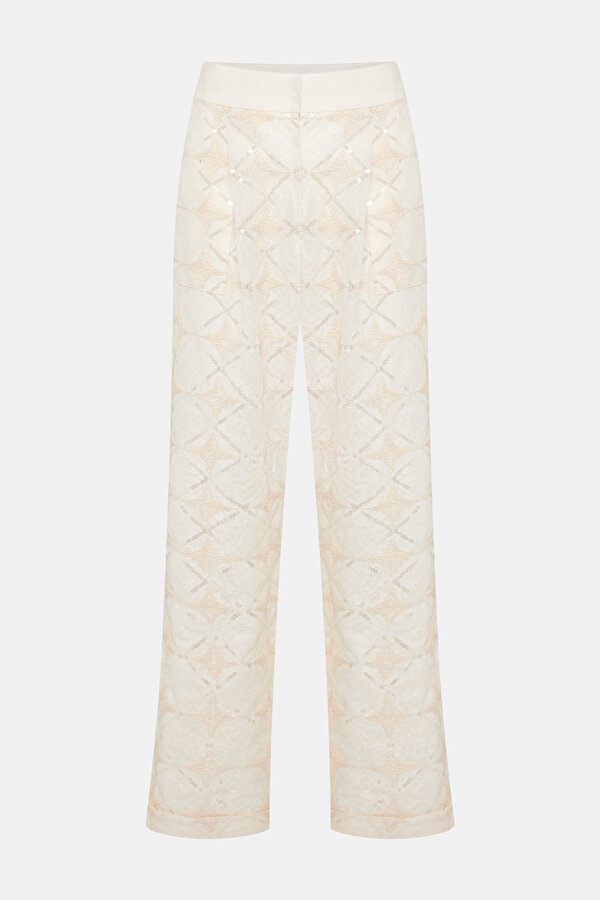 NATÜREL DANTELLİ STRAİGHT PANTOLON