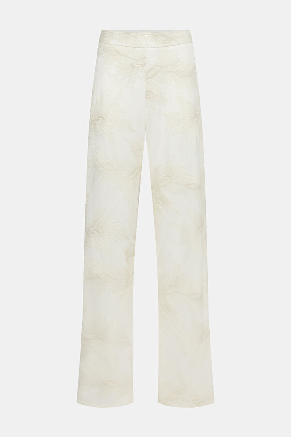 NATURAL LACY STRAIGHT TROUSERS