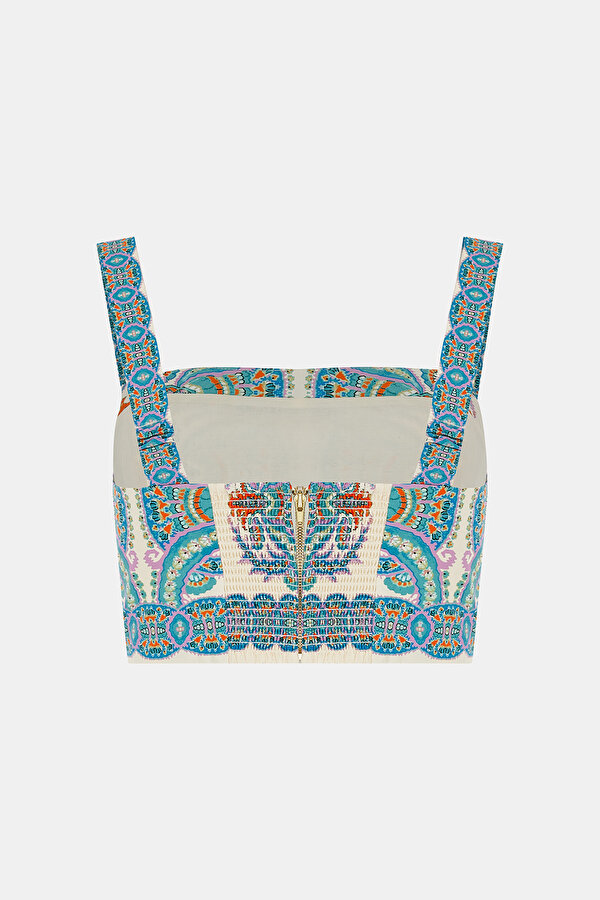 BRICK FLORAL PATTERN SLEEVELESS SUSPENDER BLOUSE 2