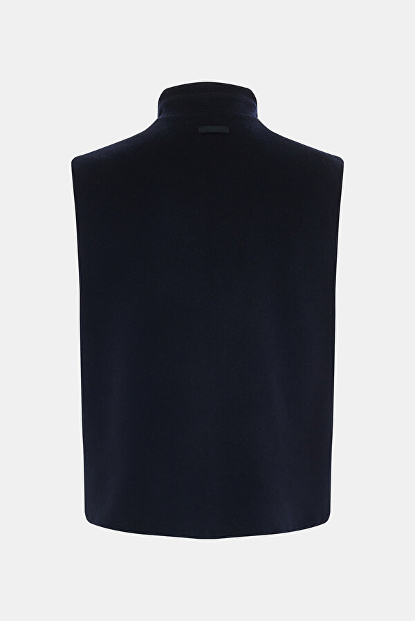 NAVY BLUE UPRIGHT COLLAR VEST 2