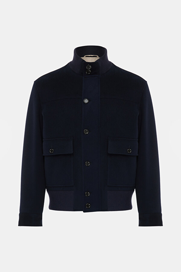 NAVY BLUE WOOL/CASHMERE COAT