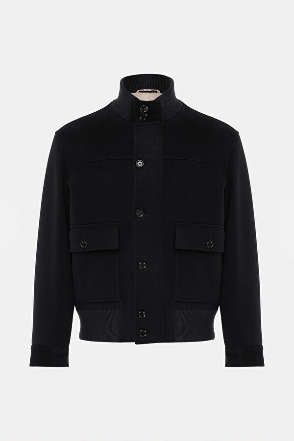 BLACK WOOL/CASHMERE COAT