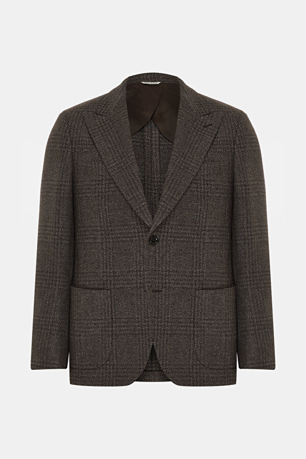 BROWN SURPLICE NECKLINE (CROSS-OVER NECKLINE) JACKET