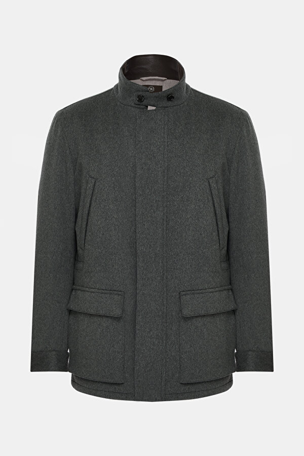 SMOKED WOOL/CASHMERE REEFER JACKET