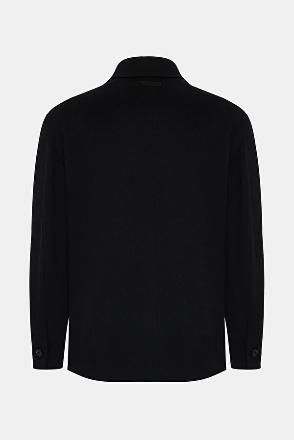 BLACK WOOL REEFER JACKET 2
