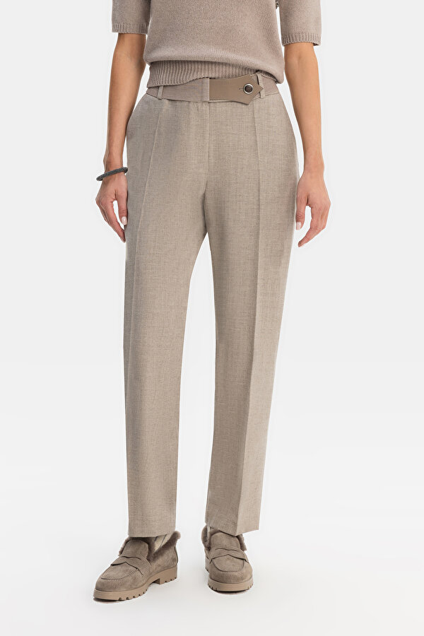 ECRU DESIGN FILLED STRAIGHT TROUSERS 2