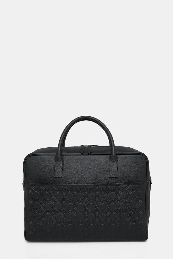 Men Vakko Black Monogram Leather Bag