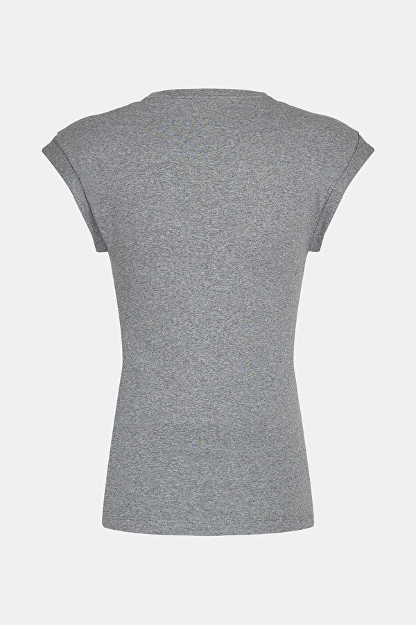 GRİ O YAKA KOLSUZ T-SHİRT 2