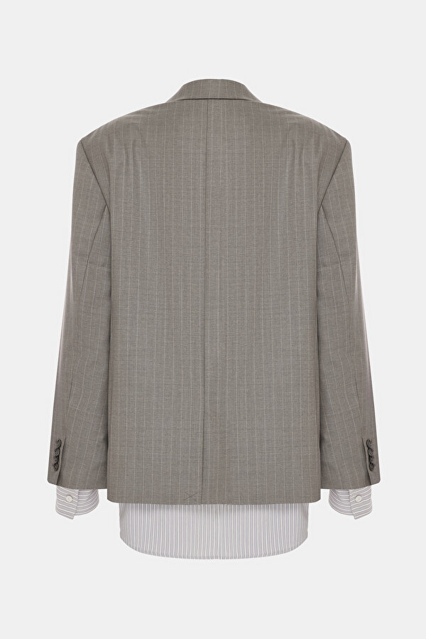 GREY BUTTONED WOOL JACKET 2