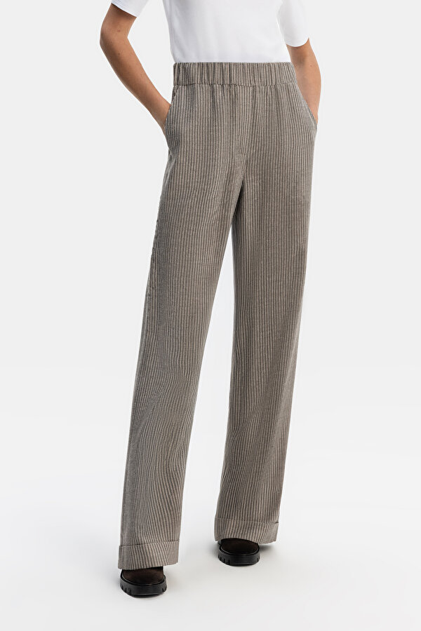 GRİ FİTİLLİ WIDE LEG PANTOLON 2