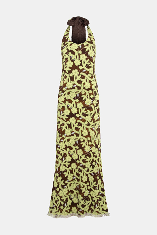 YELLOW FLORAL PATTERN MAXI DRESS