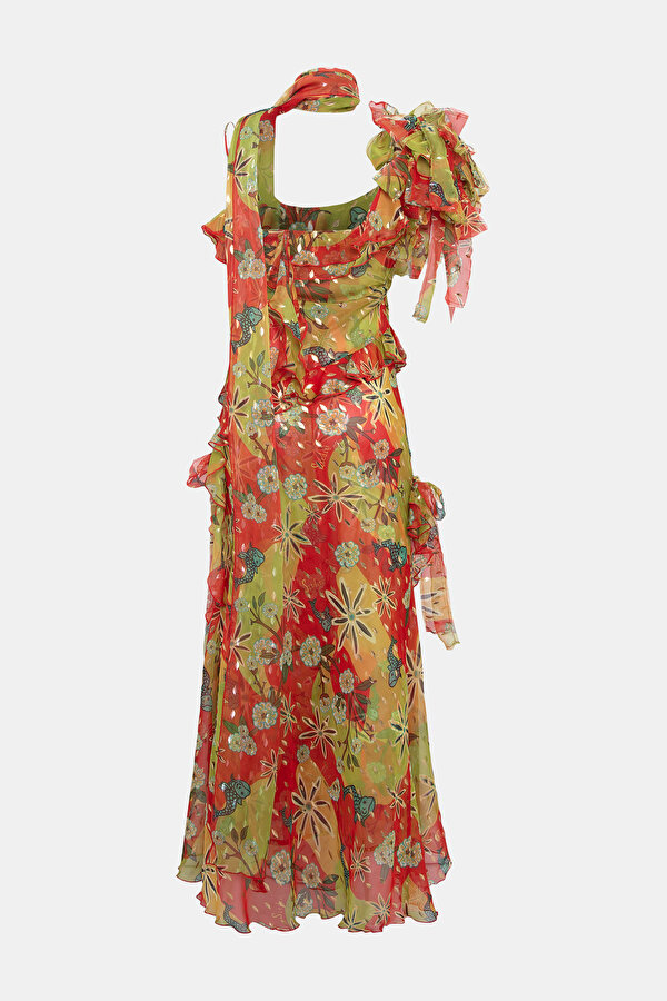 MULTICOLOR FLORAL PATTERN MAXI DRESS 2