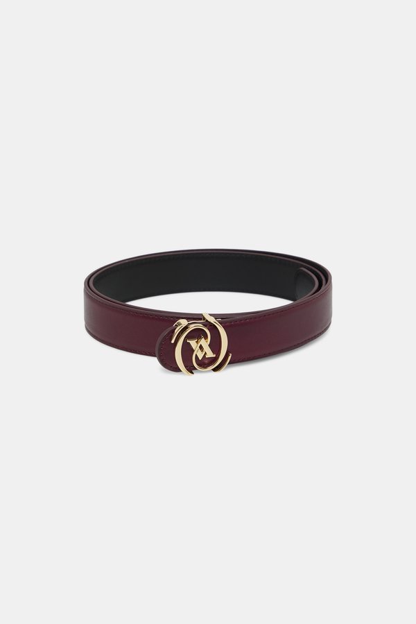 Vakko Bordo Monogram Deri Kemer